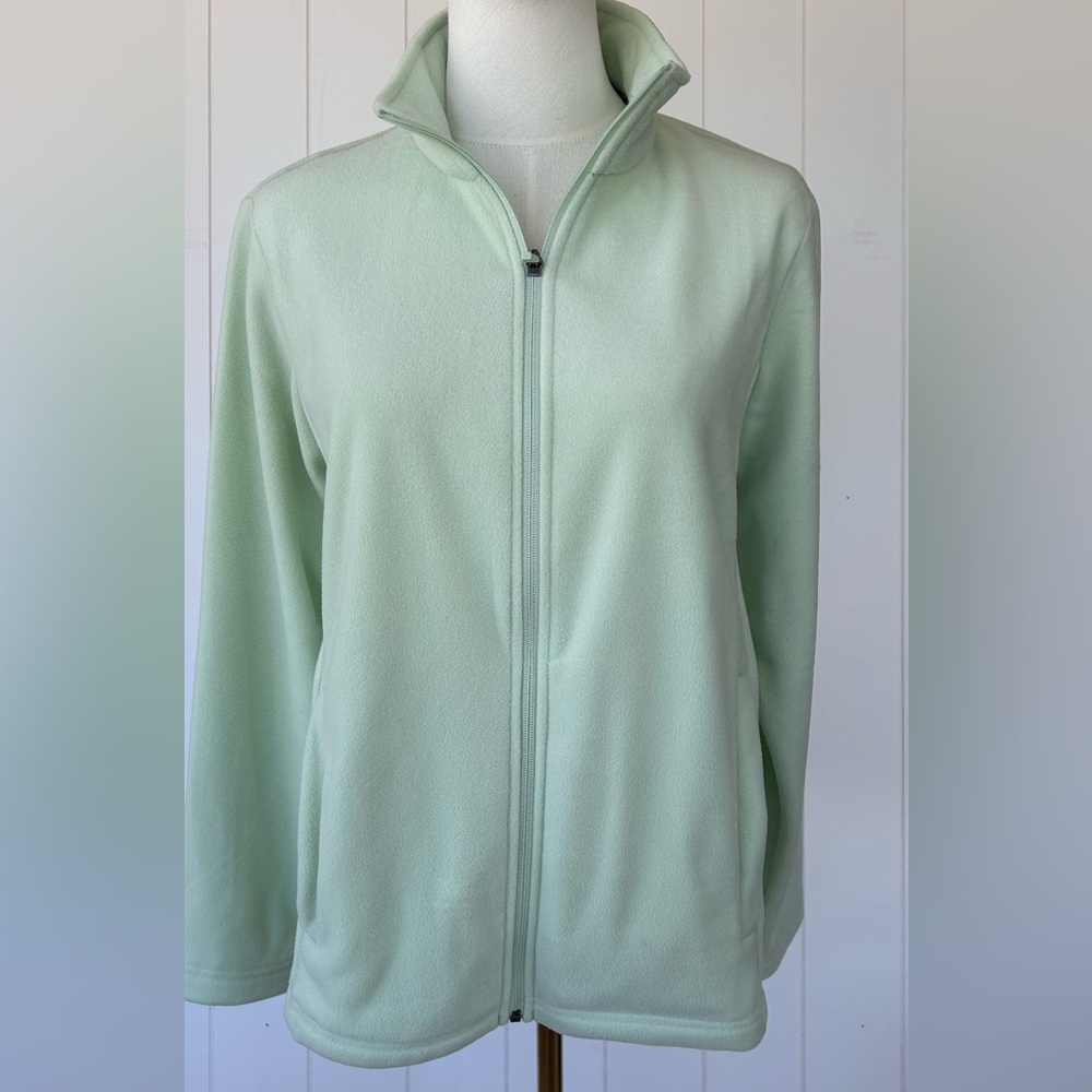 Lands’ End Women’s Full Zip Fleece Lt Green Size Medium